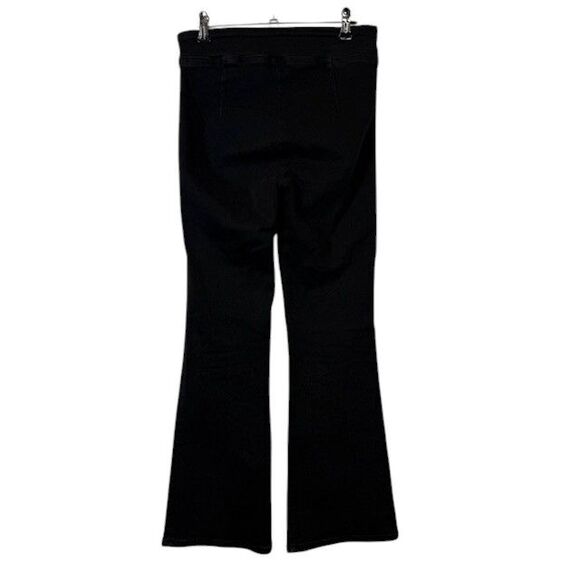 FRAME The Jetset High Rise Flare Jeans Sheen Noir Pull On Black Stretch Size 1 - Picture 4 of 14